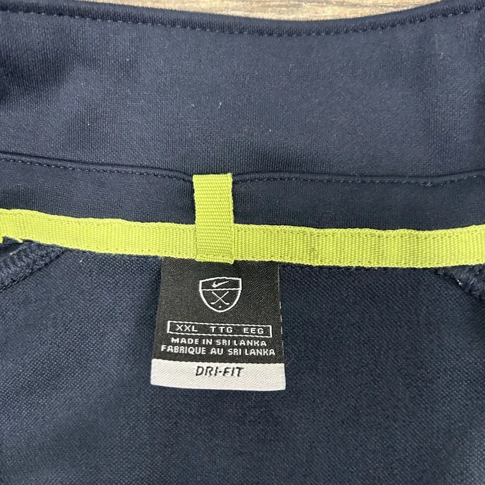 Vintage Nike‎ Golf 1/4 Zip Pullover Dri-Fit Men Size XXL Green Navy Blue Swoosh